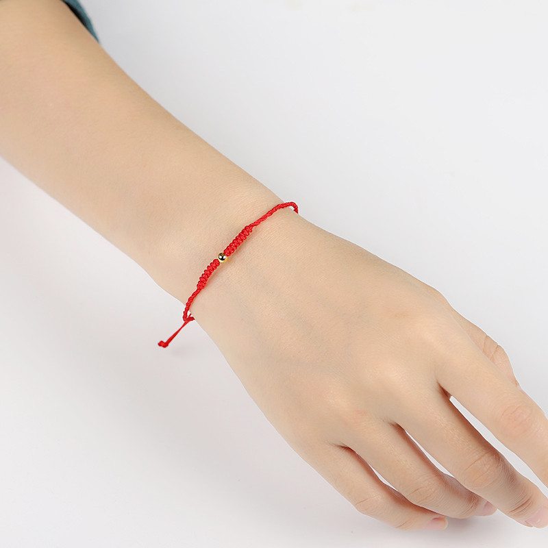 小红书金情侣款转运珠本命年红绳手链编织金豆抖音同款金珠手链