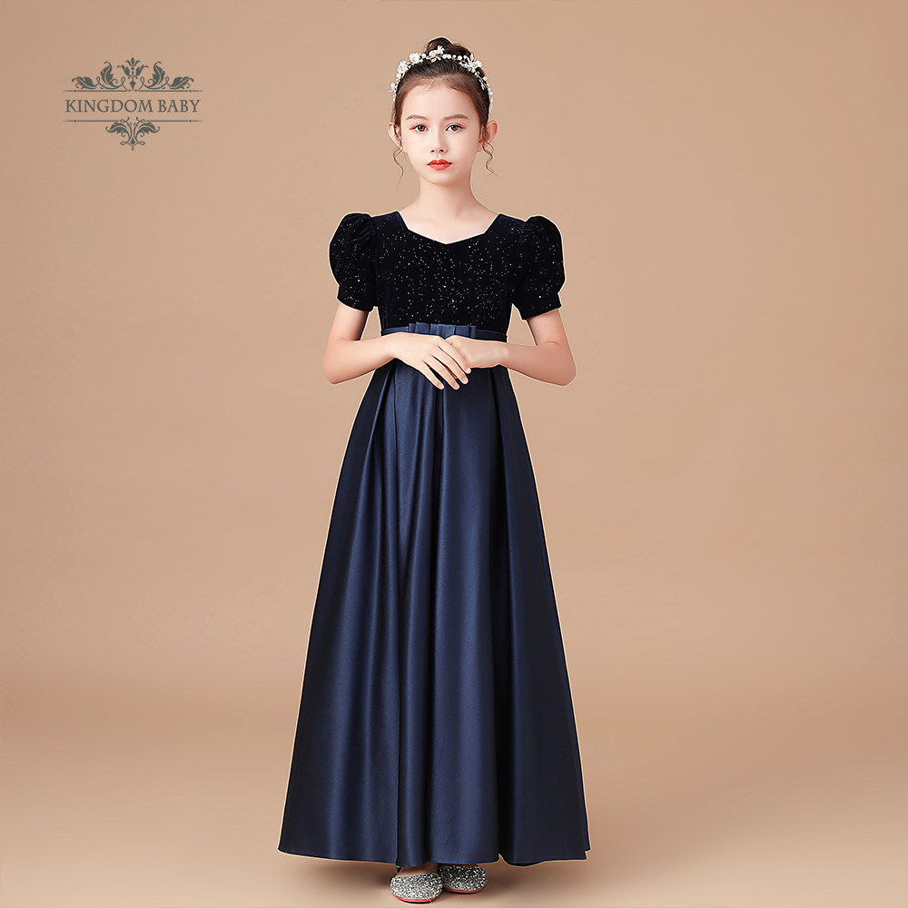 儿童钢琴演奏礼服高端女公主演出礼服裙女童主持表演演出服中大童