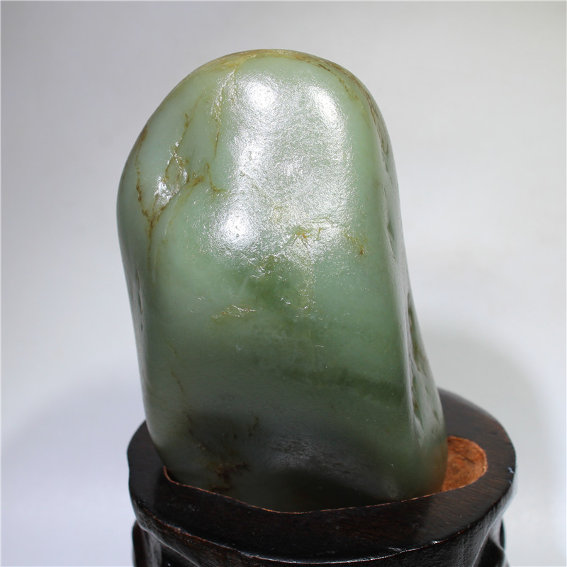 153克带翠色青玉籽料原石新疆和田玉好型一把抓细润珠宝奇石