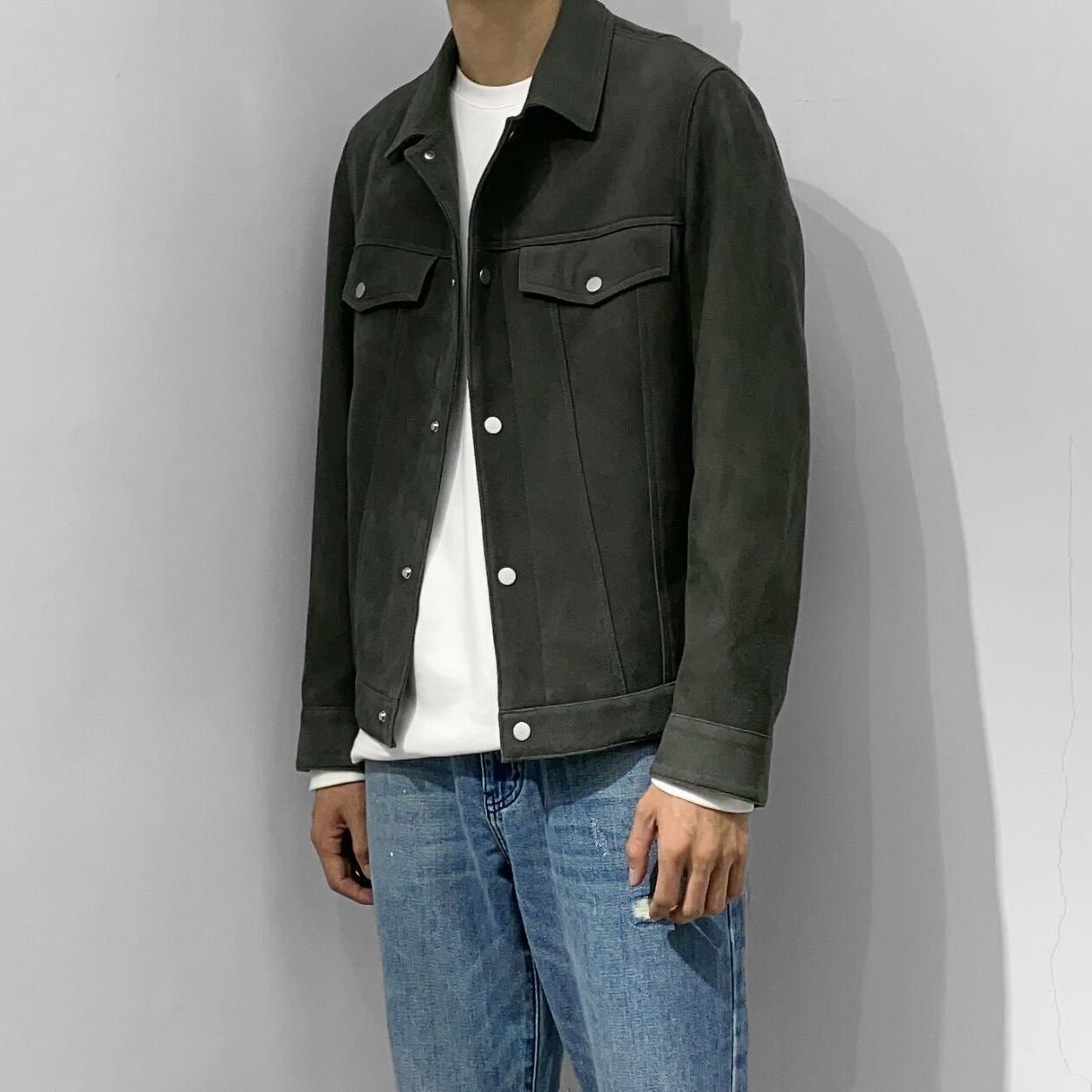 镇店牛货!G系列秋冬款翻毛皮真皮工装翻领皮衣男纯色山羊皮皮夹克