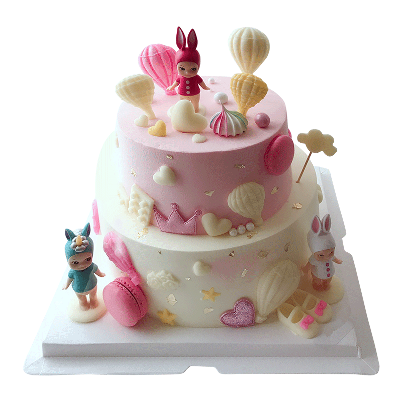 新品网红新鲜抖音创意周岁卡通儿童双层多层新鲜生日蛋糕