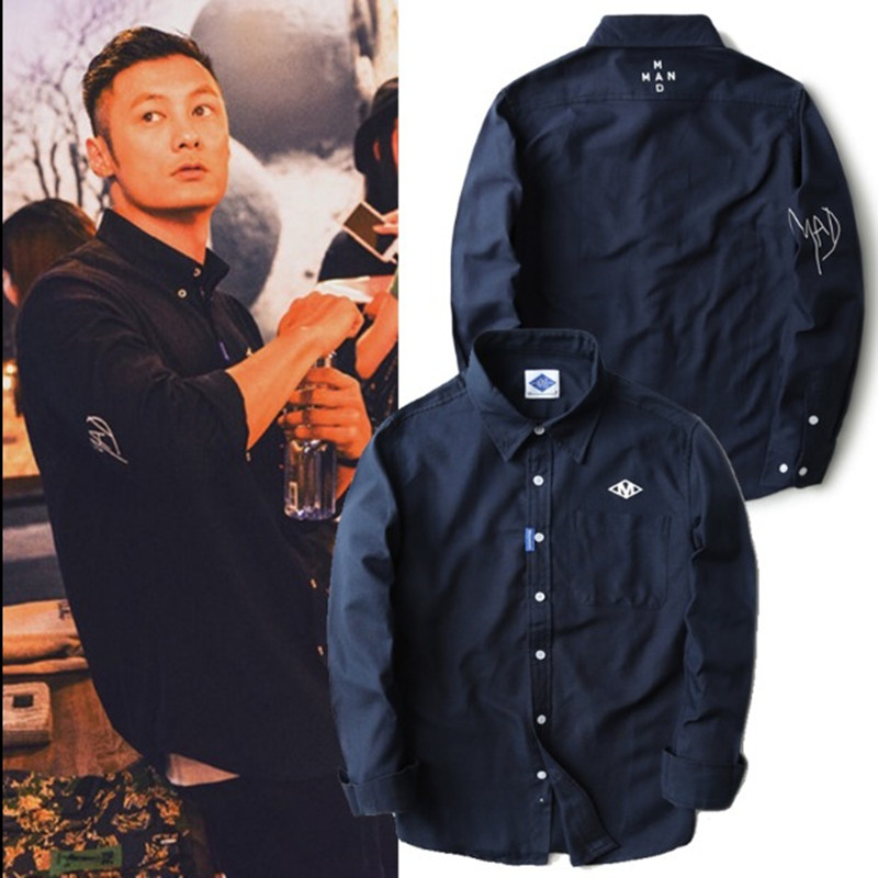 余文乐同款潮牌春秋季日系衬衫男港风潮流牛津纺修身百搭长袖衬衣