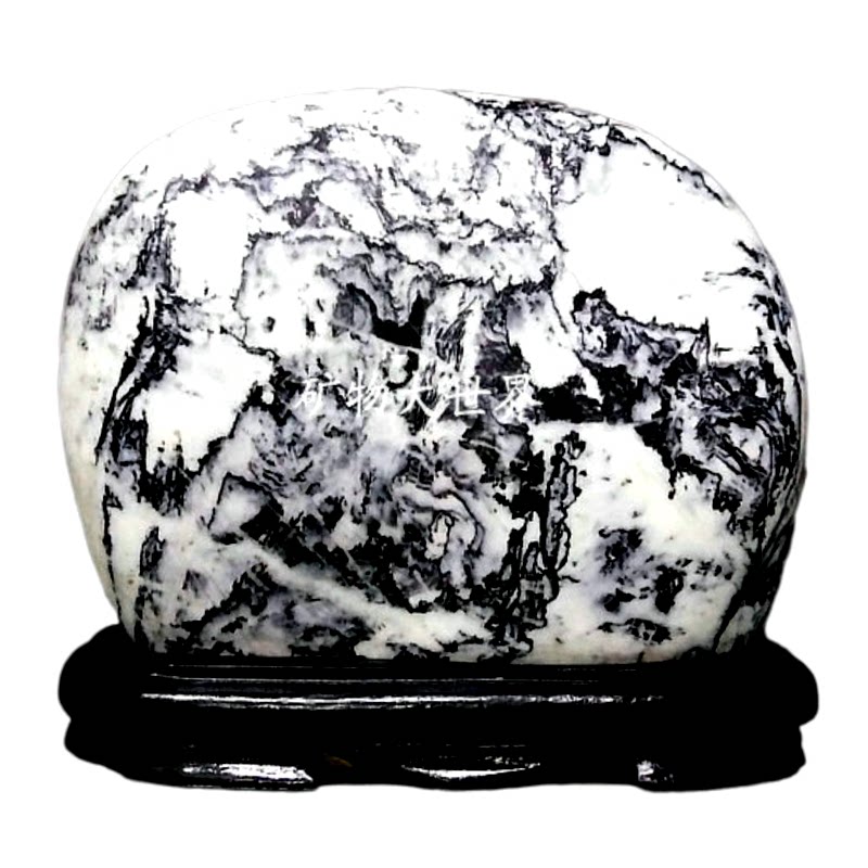 天然泼墨墨画水墨画石奇石奇石观赏石国画国画石草花摆件