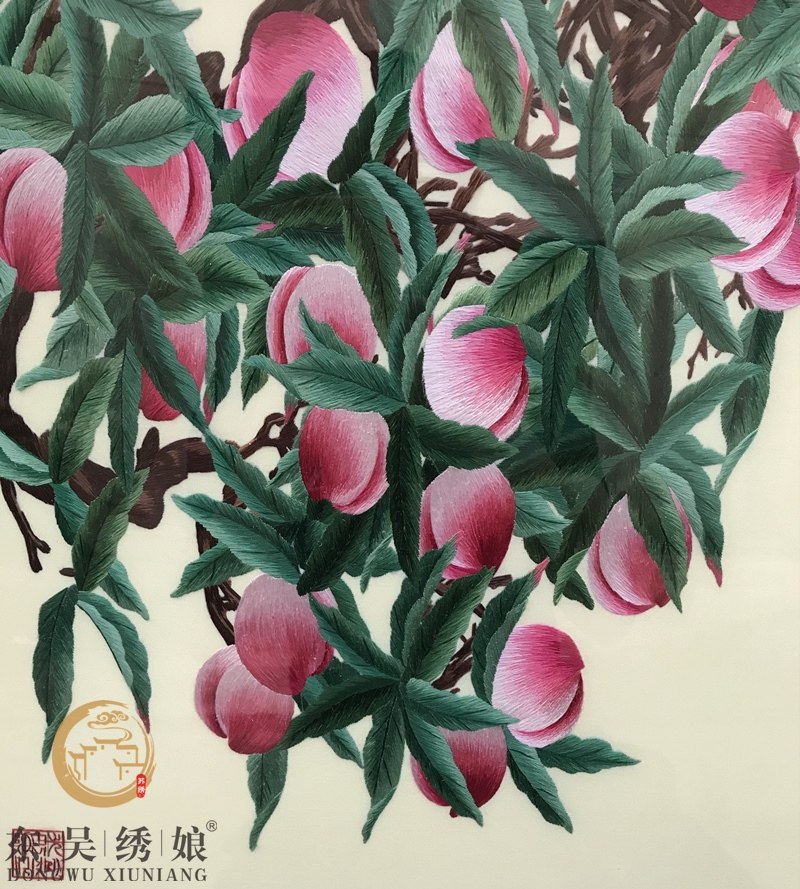 手工苏绣刺绣桃子桃李满天下老师教师节特色传统祝贺苏绣