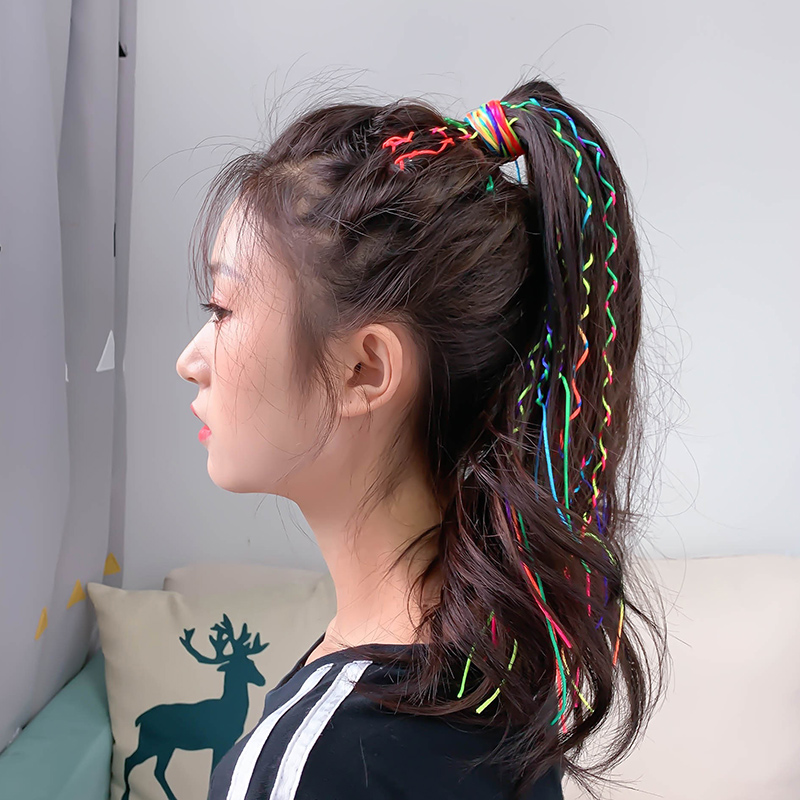 儿童彩绳头绳带头细发彩色彩带头饰编发辫子发饰