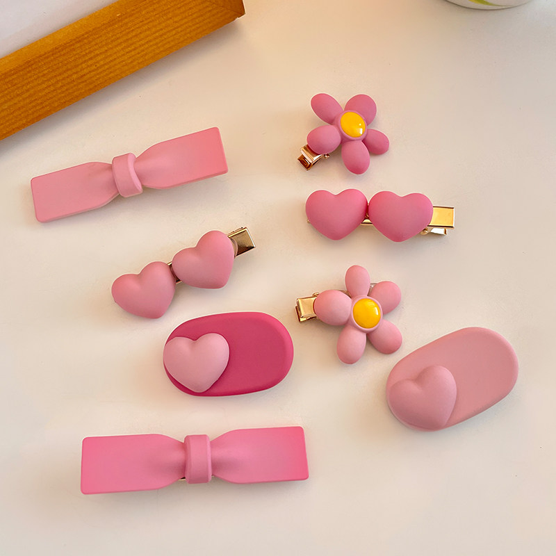 粉色色系花朵爱心发夹2022网红爆款侧边夹子发饰