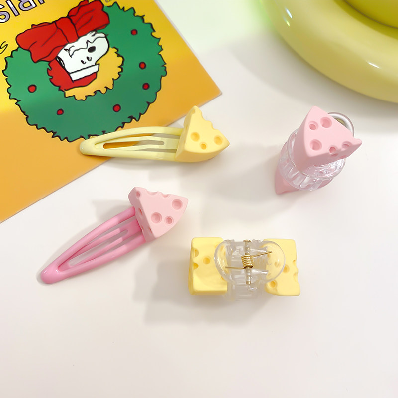 糖果色少女奶酪发夹可爱抓夹网红2022年新款bb发饰