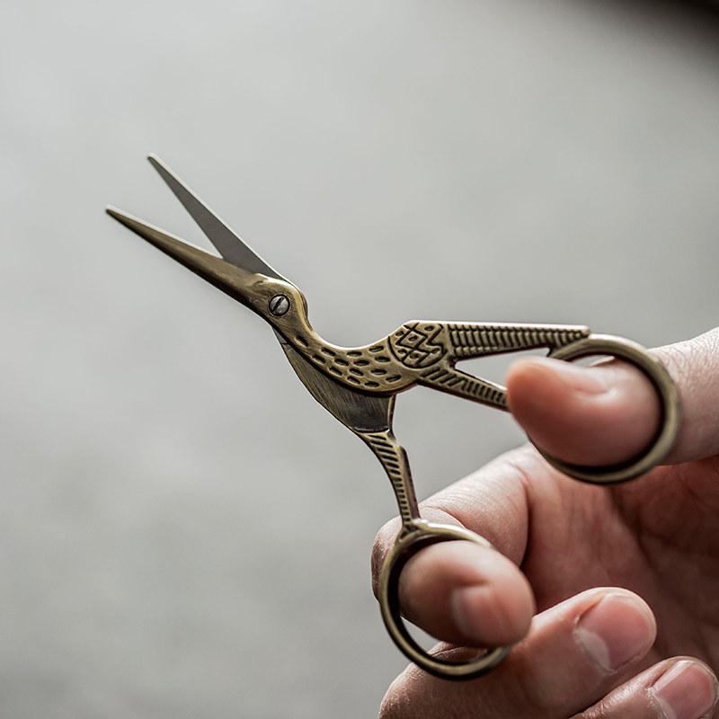 剪刀茶叶包装包袋不锈钢鹤形鸟嘴尖头创意茶艺茶道