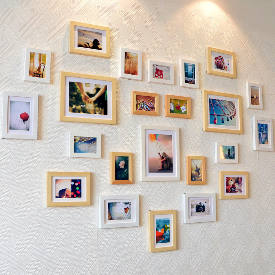 包邮实木照片甜蜜爱心心形相片创意相框框墙照片墙