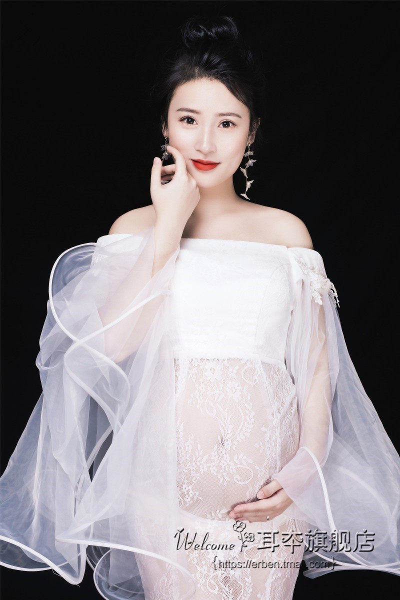 服装展会新款孕妇个性性感透视蕾丝时尚拍照影楼服装