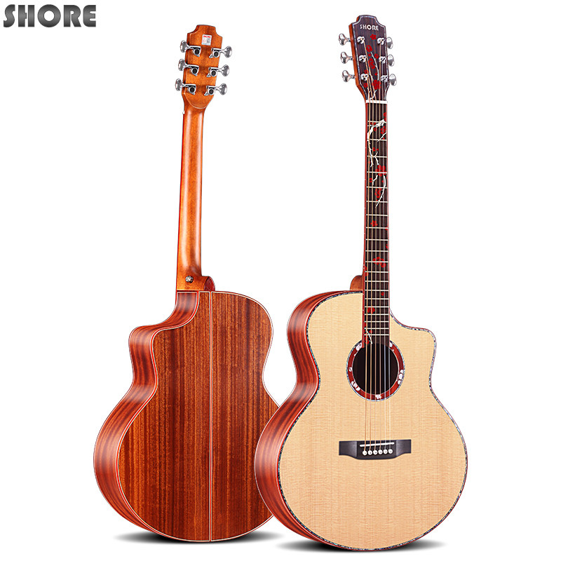 吉他shore索尔单板民谣41寸全单木吉学生男女吉他民谣吉他