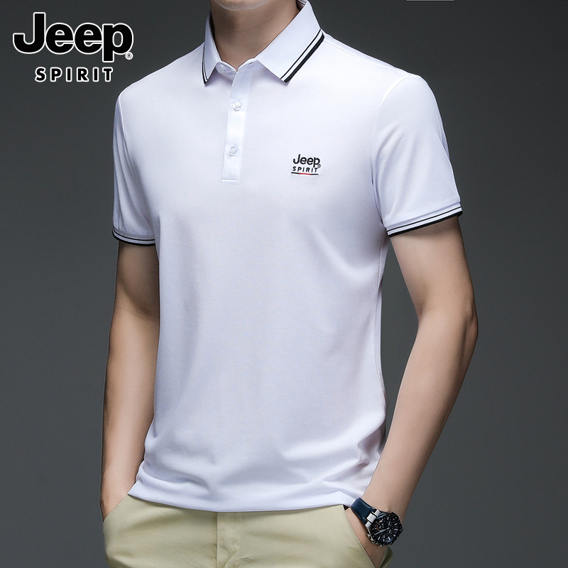 Jeep吉普2022夏季新款短袖t恤男士商务简约运动休闲翻领polo衫男