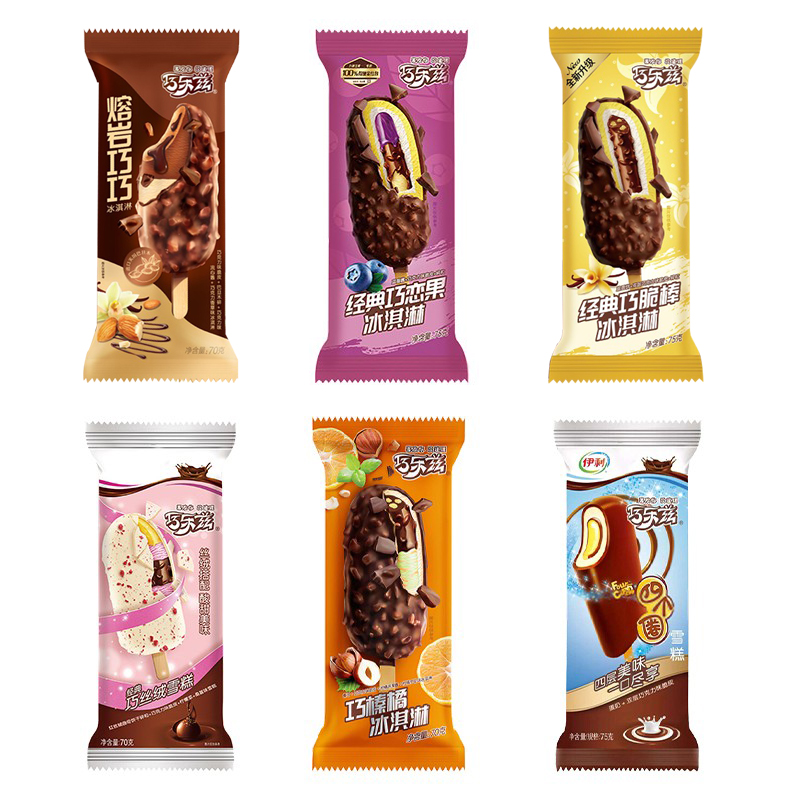 伊利巧乐兹雪糕巧脆巧恋四个圈巧丝绒熔岩可可冰淇淋