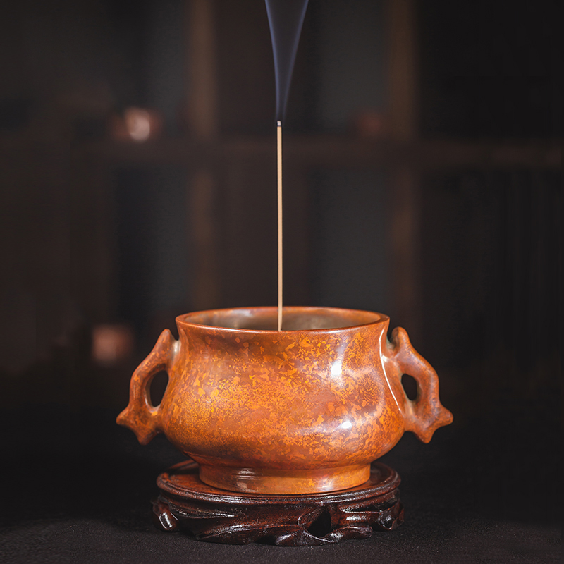 云南斑铜系列香炉双鱼供佛装饰焚香手工摆件香薰炉