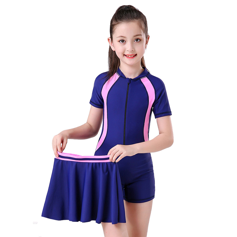 儿童泳衣女学生少女泳装3681215岁游泳衣中大童防晒连体女孩