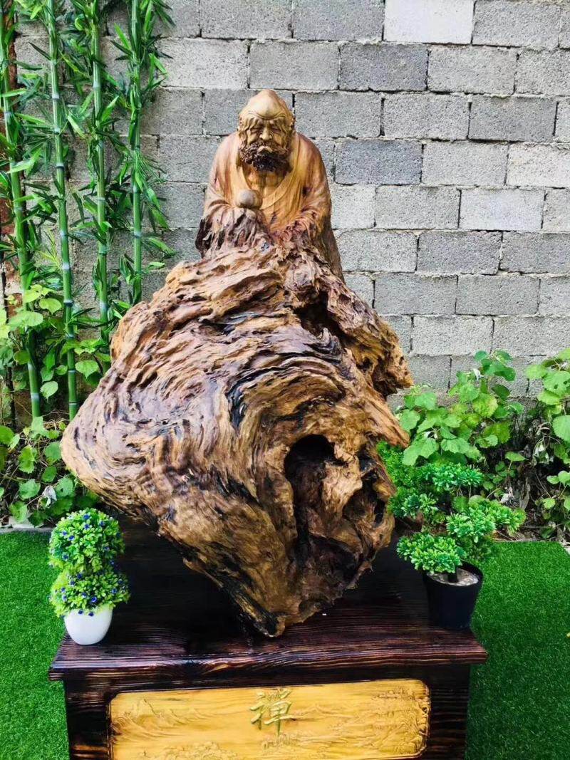 风化老香樟木树瘤手工根雕人物摆件中式复古根雕