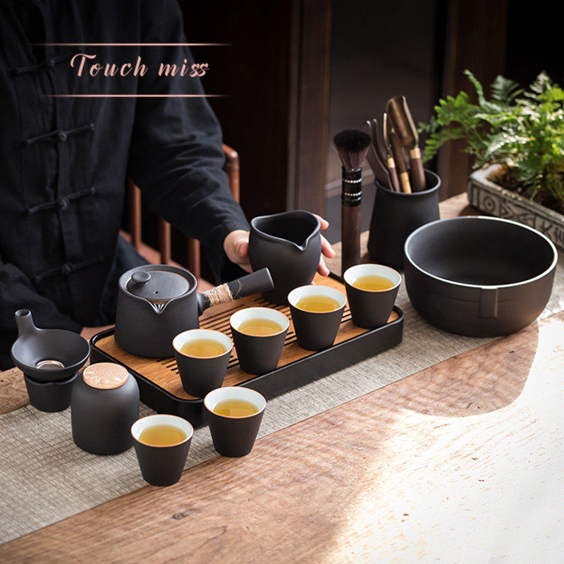 touchmiss日式黑陶功夫功夫茶茶具套装家用办公室功夫茶具