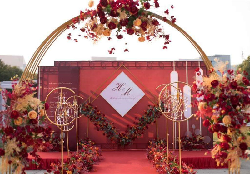 婚庆新款户外婚礼花舞台背景装饰森系拱门 迎宾区布置屏风摆件