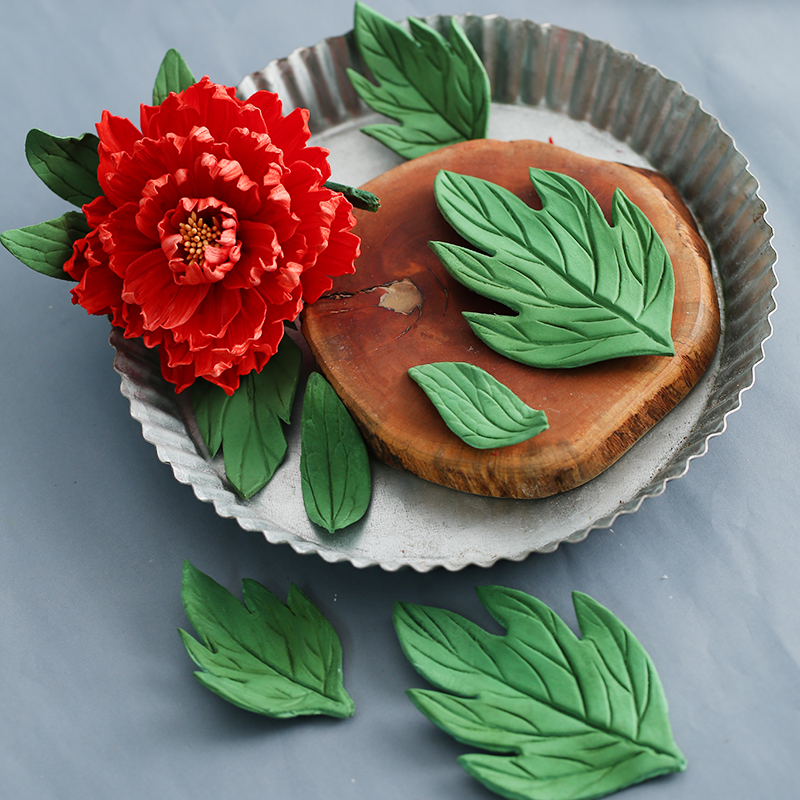 牡丹面塑翻糖不锈钢双面洛阳切模牡丹花花瓣叶子烘焙模具