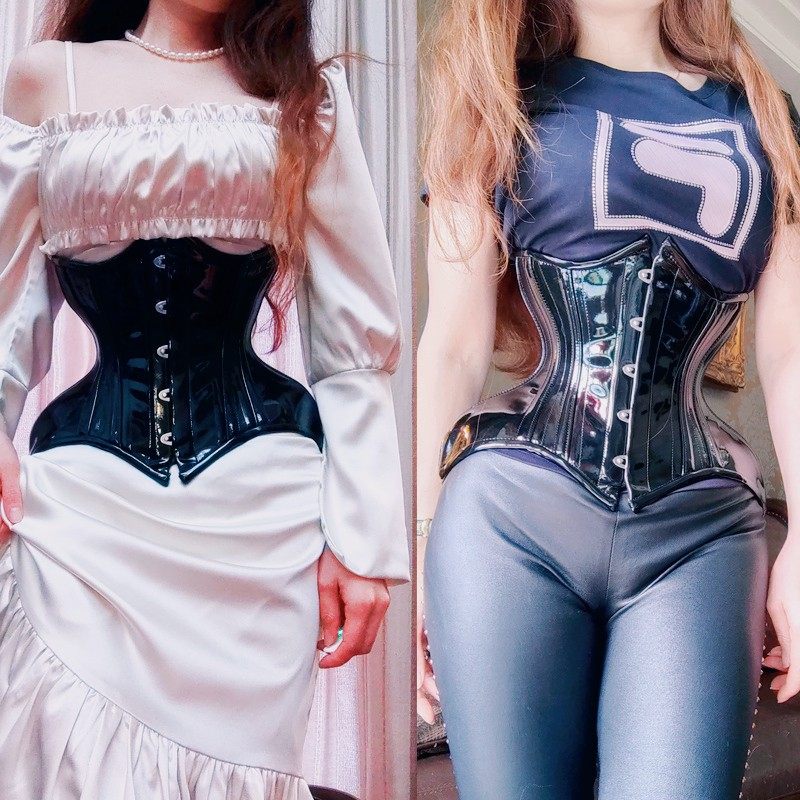 annzley夏季黑色钢骨包胯24根corset性感束腰束身塑身腰封