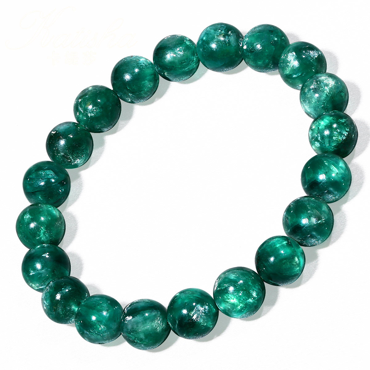 祖母卡缇美国手链男款祖母绿绿色锂手串青龙云母手链