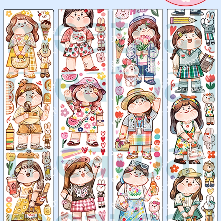 6件包邮meatball肉球胶带分装纸手素材人物贴纸胶带