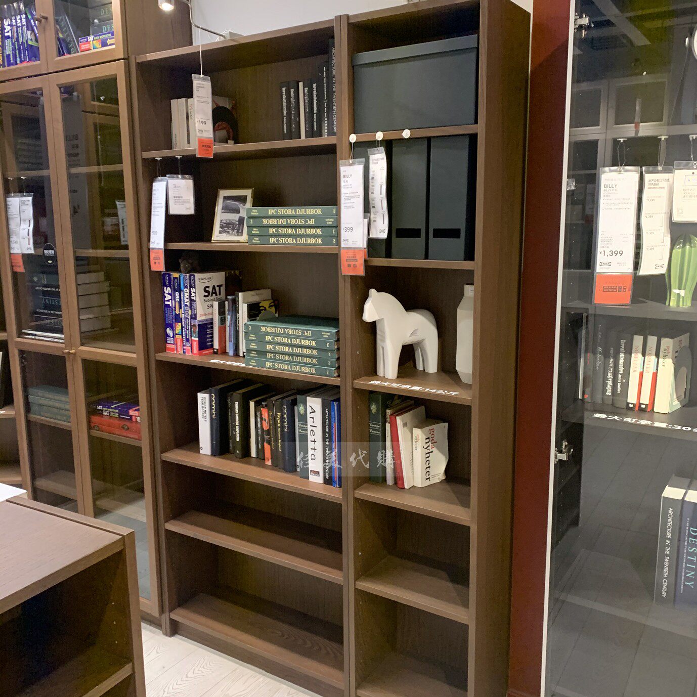 正品代购宜家书柜毕利书架置物架现代简约落地书柜书房收纳架国内