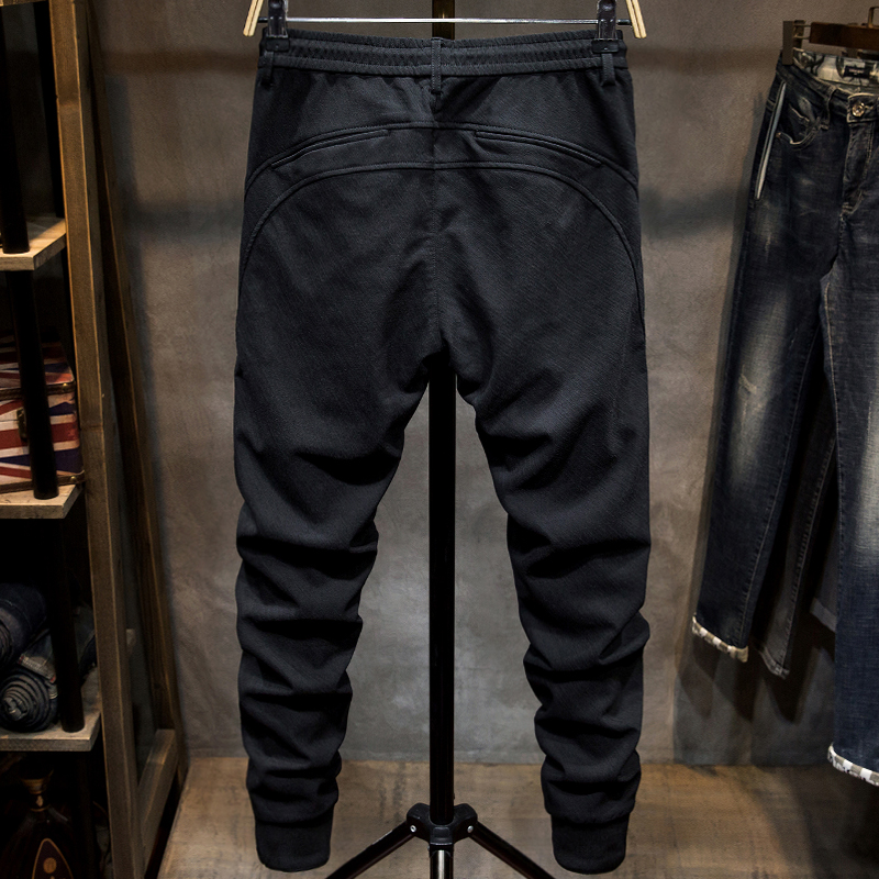 休闲裤男2022春夏韩版潮流宽松修身弹力裤男生夏季运动小脚裤子男