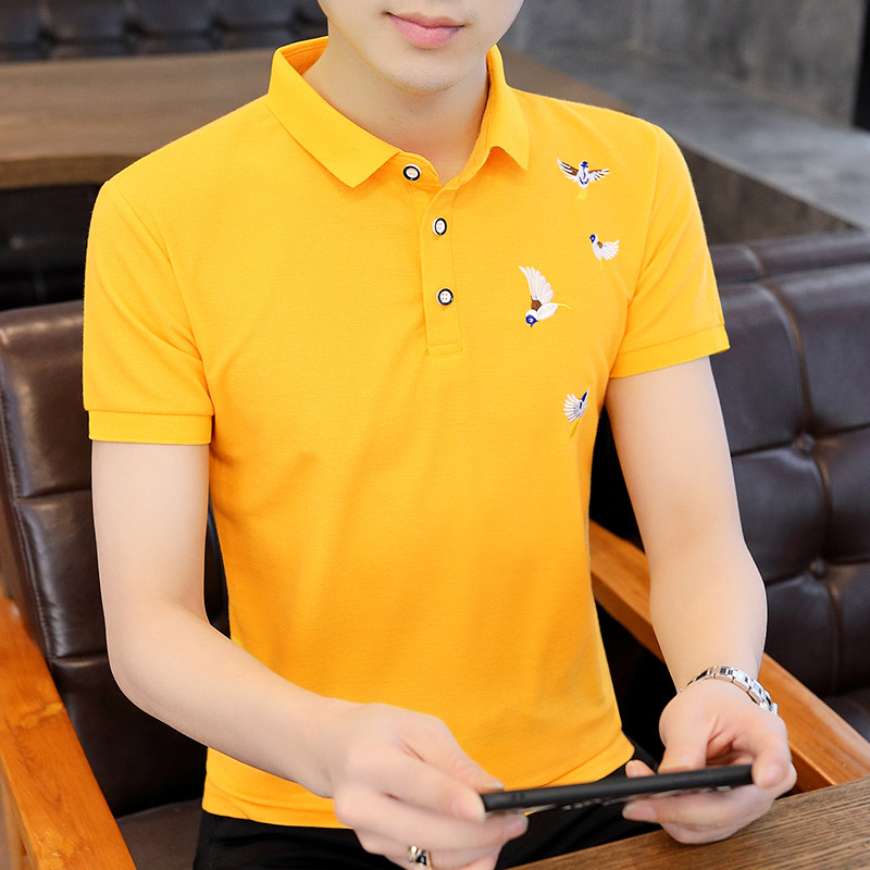 2022夏季翻领T恤男韩版潮流青年短袖Polo衫纯棉休闲时尚潮牌上衣