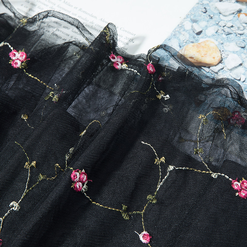 网纱字裙印花裙垂大摆中长半身显瘦高腰新款半身裙