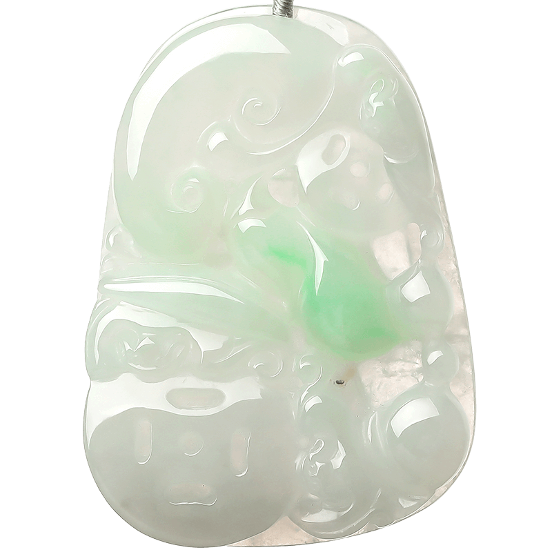 木觉福至灵性天然翡翠吊坠冰种飘绿蝙蝠挂件玉雕颈饰