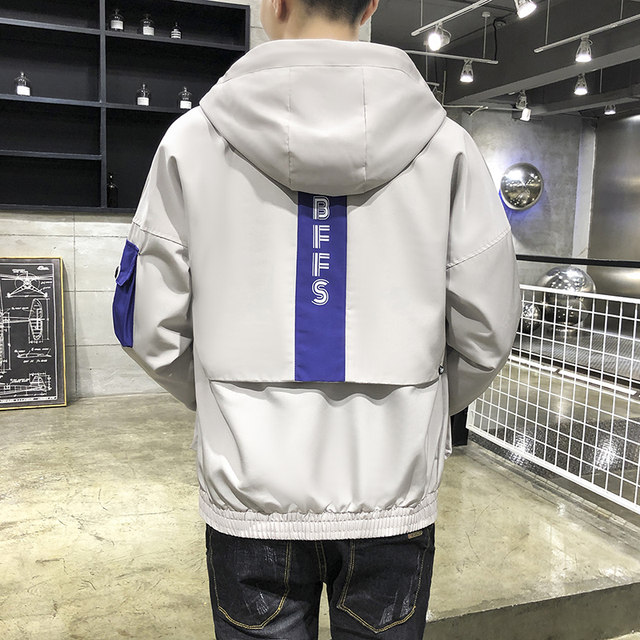 Trying jacket men's autumn BF wind casual loose handsome hooded jacket students Korean version of the trend sports top Trying jacket men's autumn BF wind casual loose handsome hooded jacket students Korean version of the trend sports top
