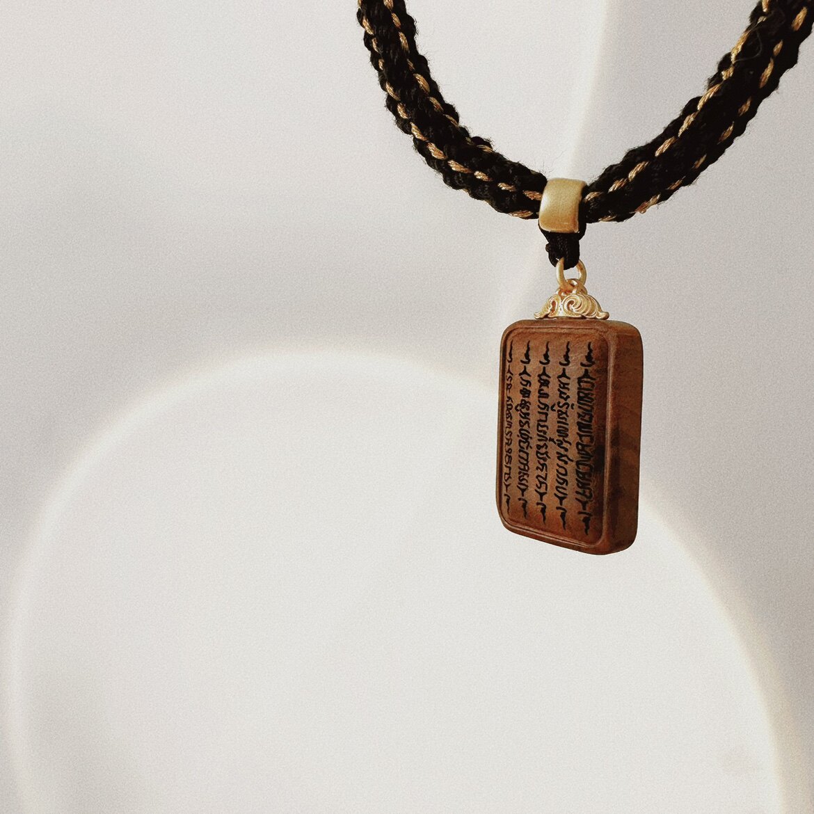 项链吊坠迈索索尔老山红肉黑金纯棉五条经文项链