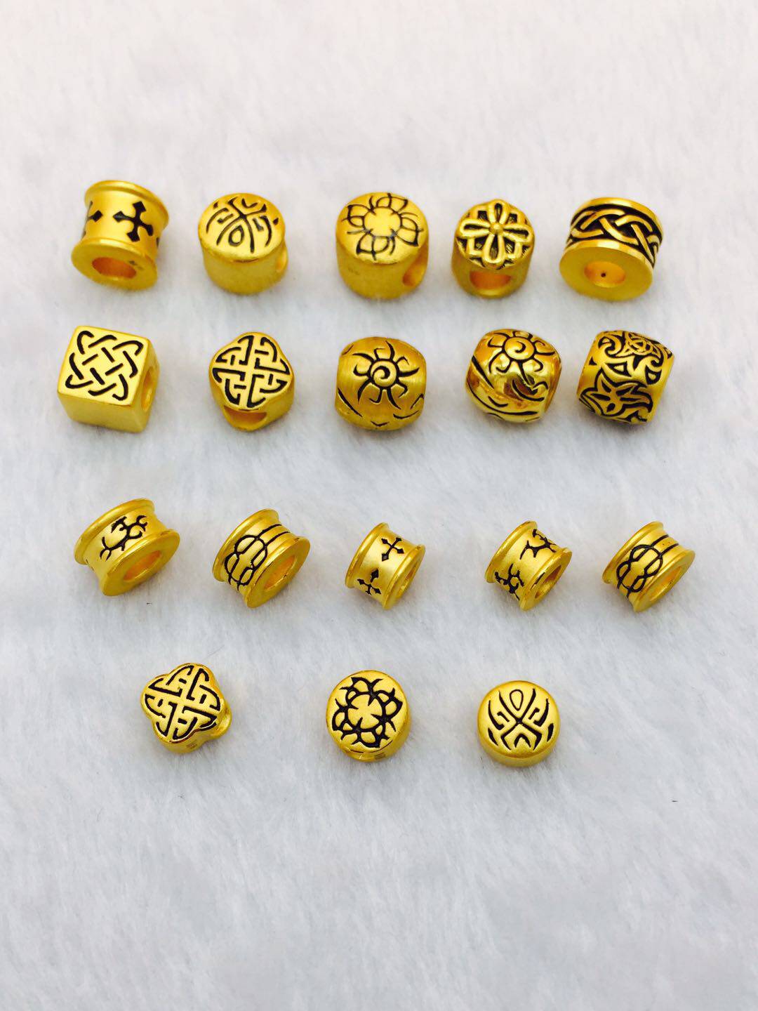 黄金守护吊坠串珠散珠金珠路路通刺青转运足金颈饰