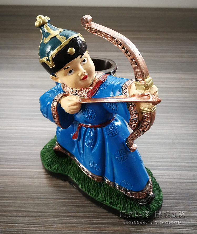 蒙古族特色卡通摆件小孩射箭笔筒内蒙古工艺品草原其他