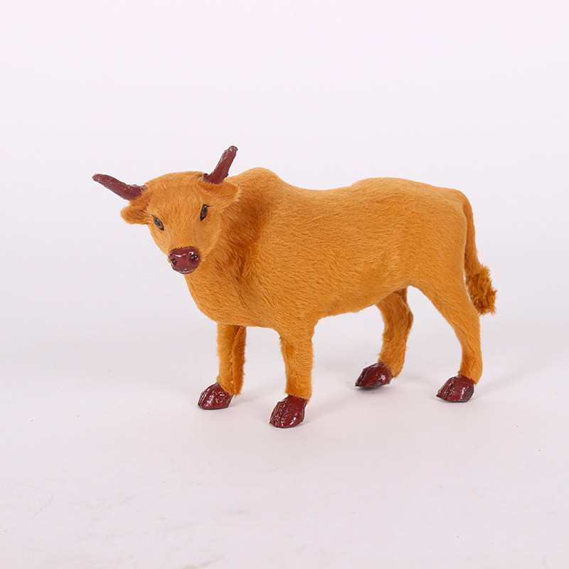 装饰仿真黄牛摆件动物生肖礼物斗牛工艺品玩具摆件