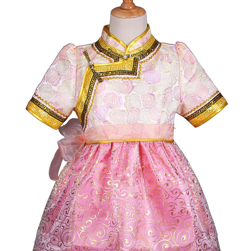 蒙古新款夏季儿童女孩蒙古族日常常服生活短袖儿童演出服