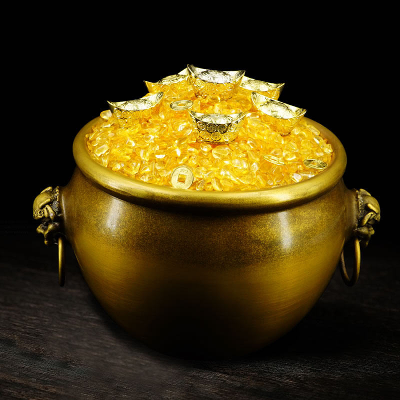 慈风阁纯铜黄铜聚宝盆摆件财库故宫聚财守财客厅摆件