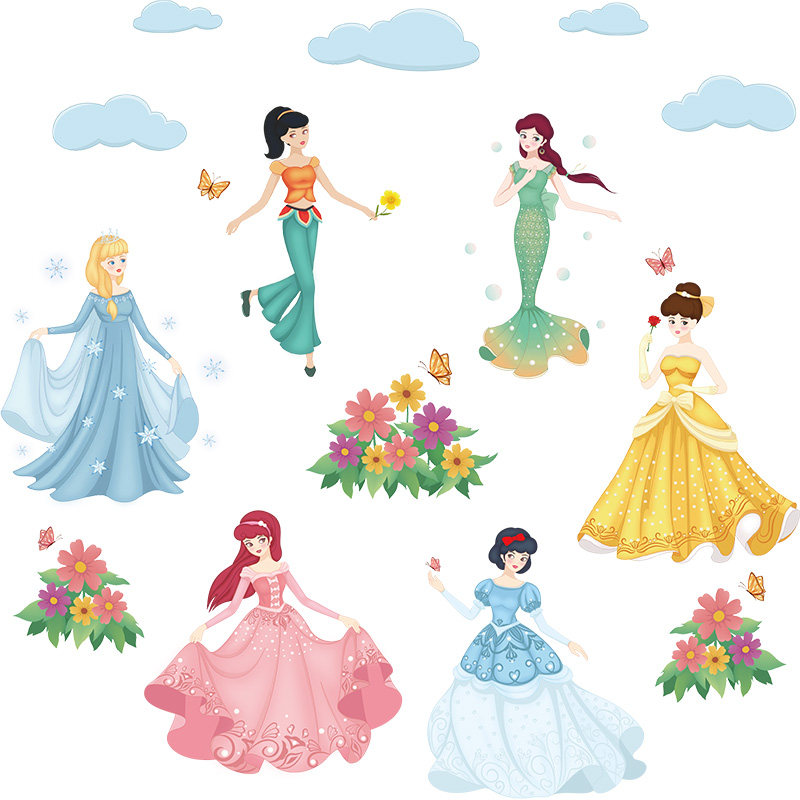 卡通动漫公主墙贴男孩女孩卧室墙画贴纸儿童房间墙贴