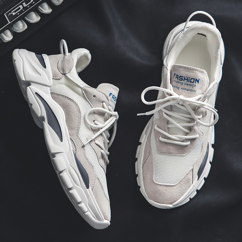 潮牌时尚老爹鞋男士跑步潮流复古新款软底增高透气网面休闲运动鞋