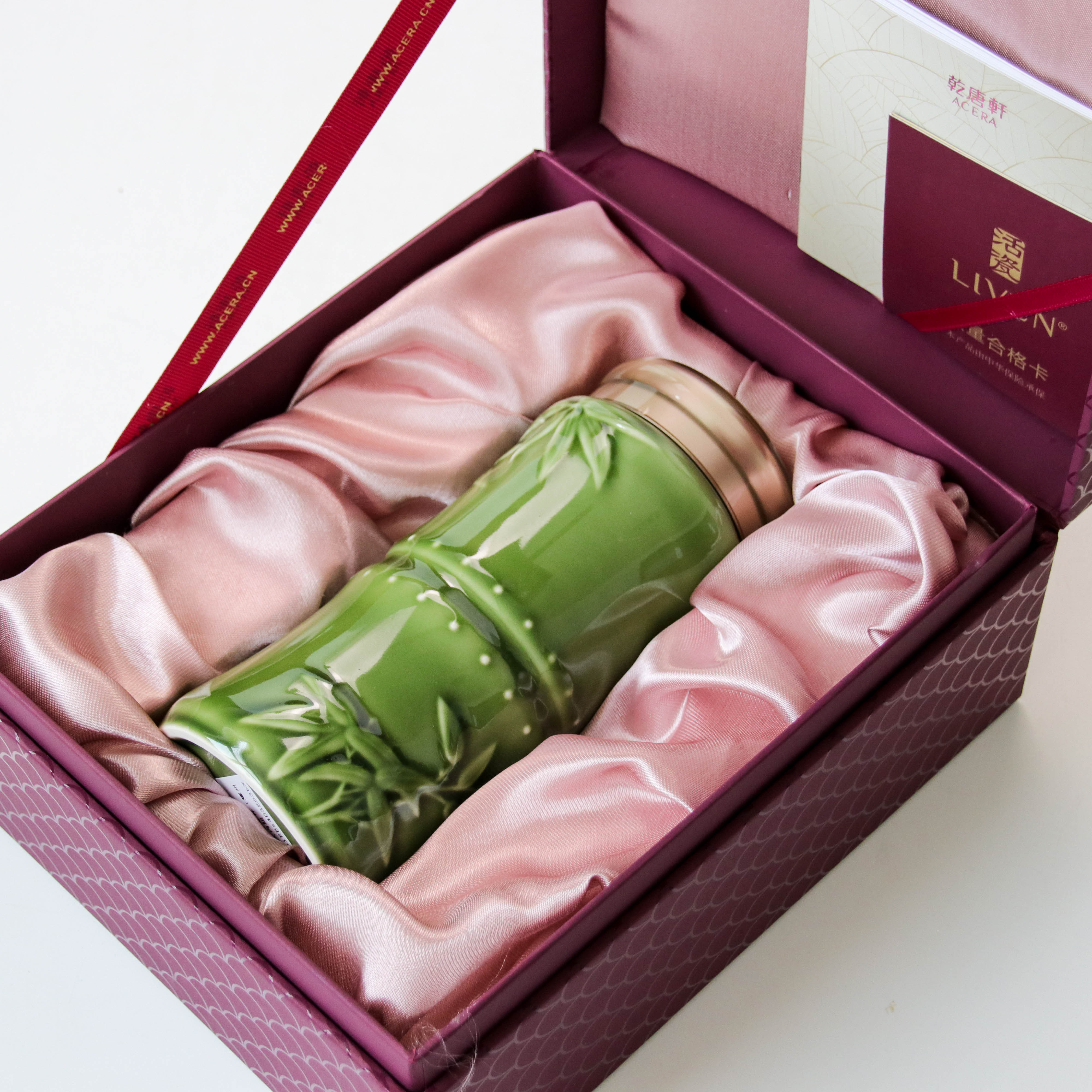 乾唐轩活瓷瓷杯竹报平安随身台湾正品陶瓷茶水水杯随手杯