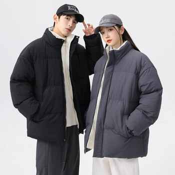 OCW trendy brand 2023 winter new plus velvet cotton coat men's loose thickened couple coatteen students winter clothes