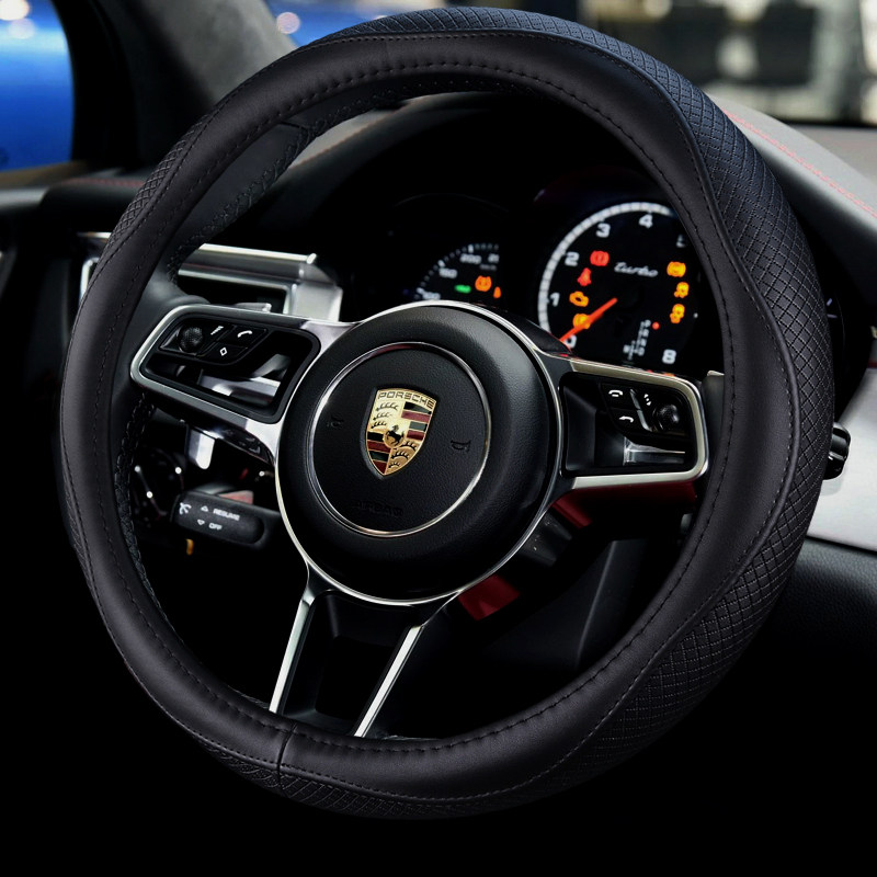 新款保时捷macan卡宴帕拉梅拉卡曼专用汽车真皮方向盘方向盘套