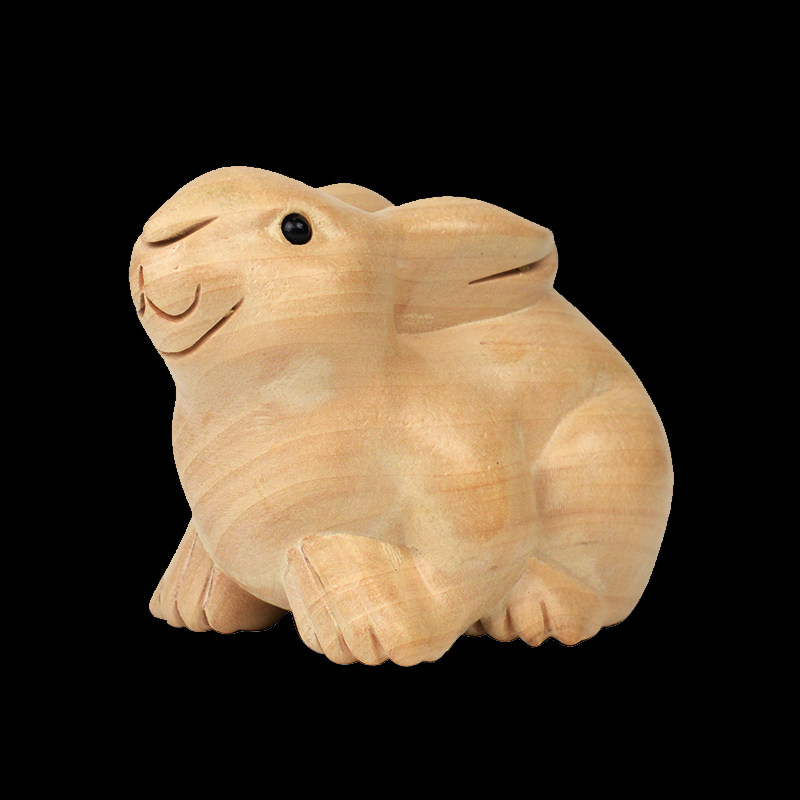 摆件桃木兔子玉兔呈祥十二生肖木雕生肖立体木雕