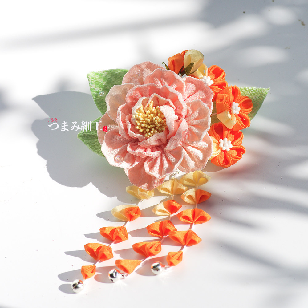 日本和服浴衣和风发饰配饰头饰花簪边夹山茶发饰