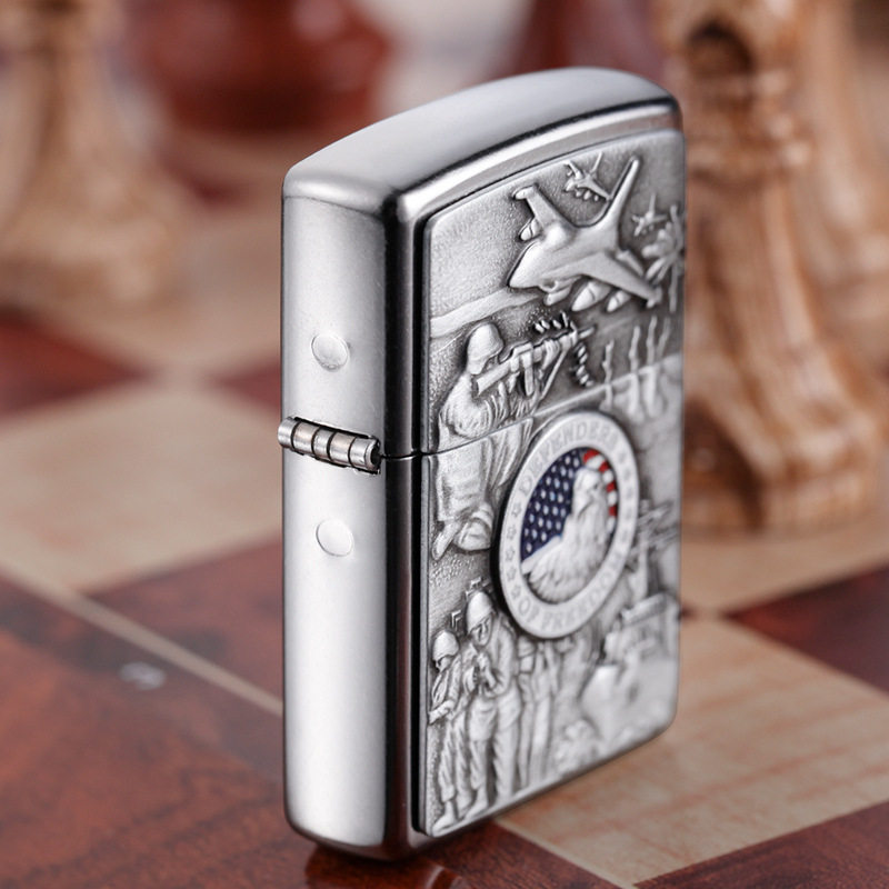 正品zippo芝宝打火机美版24457花砂镀铬徽章美国zippo