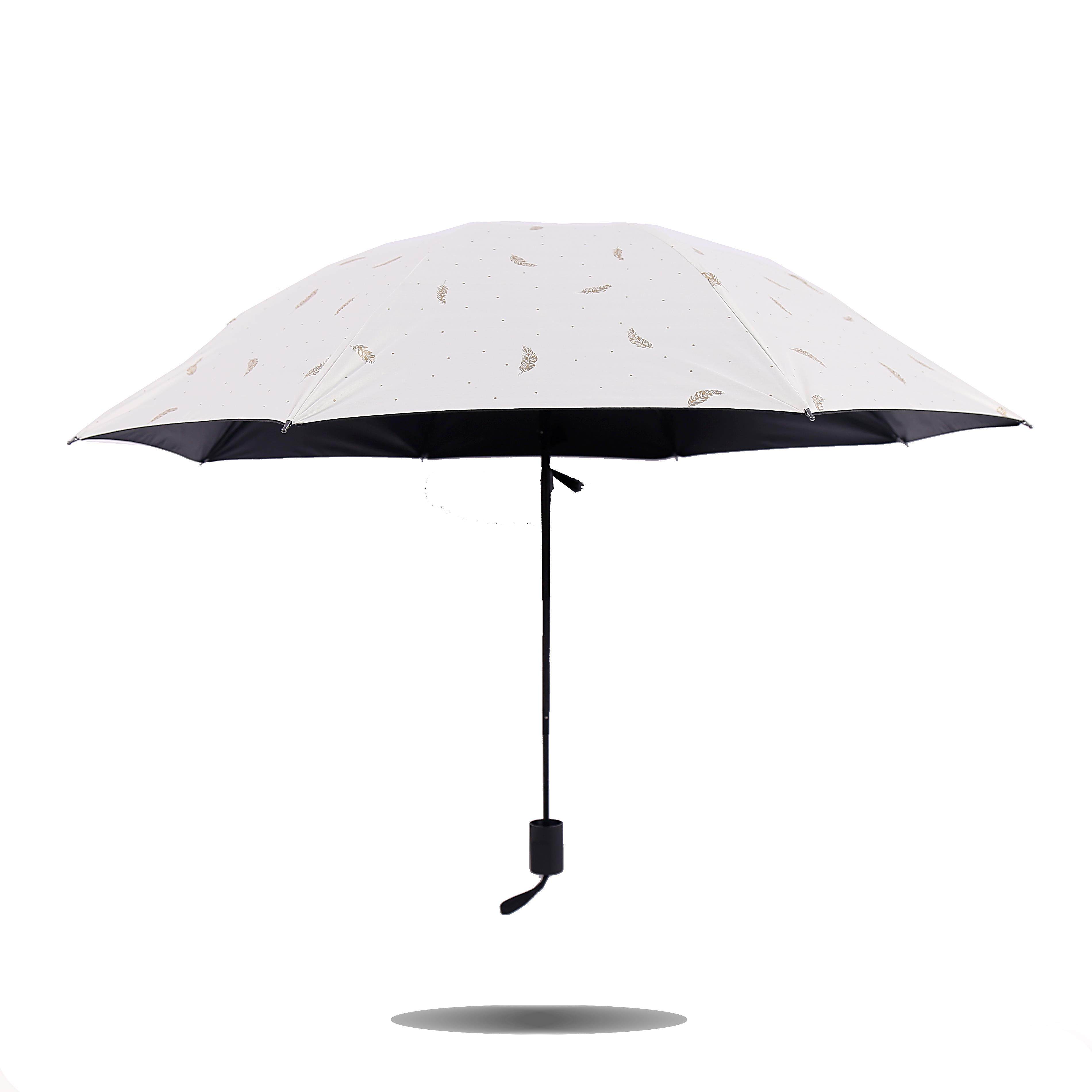 烫金羽毛清新晴雨伞二用学生黑胶韩国伞