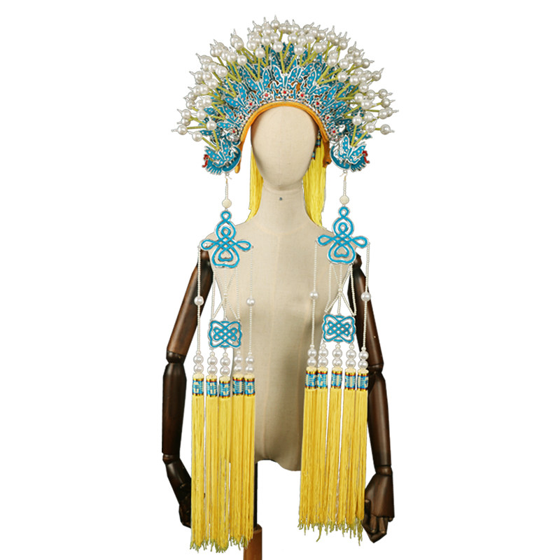 蝴蝶中原戏装凤冠京剧戏曲盔帽娘娘贵妃醉酒手工民族服装