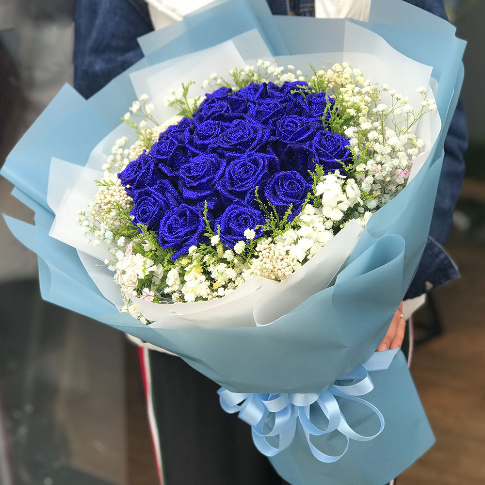 蓝玫瑰花束湖北省同城鲜花速递荆门门市钟祥市荆州州市鲜花速递同城