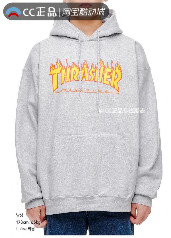 thrasher flame hood火焰美版宽松滑板卫衣男女连帽帽衫 卫衣外套